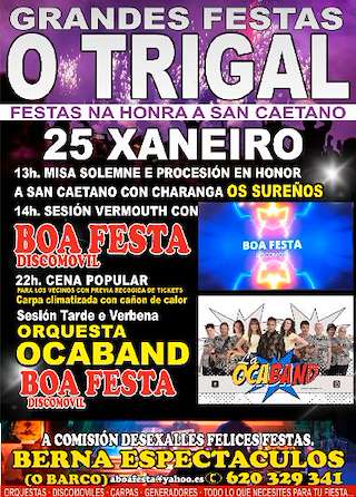 Fechas, información, programa, cartel, imágenes, mapa y ubicación de San Caetano de O Trigal  en  Carballeda de Valdeorras