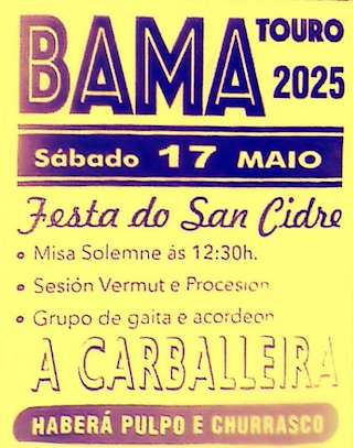 Fechas, información, programa, cartel, imágenes, mapa y ubicación de San Cidre de Bama  en  Touro