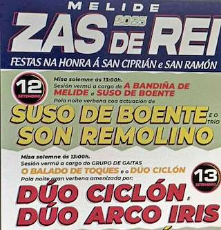 Fechas, información, programa, cartel, imágenes, mapa y ubicación de San Ciprián y San Ramón de Zas de Rei  en  Melide