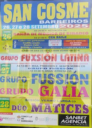 Fechas, información, programa, cartel, imágenes, mapa y ubicación de San Cosme  en  Barreiros