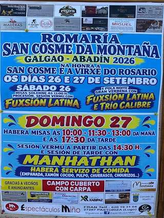 Fechas, información, programa, cartel, imágenes, mapa y ubicación de San Cosme da Montaña (2026) en Abadín