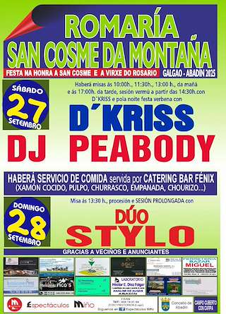 Fechas, información, programa, cartel, imágenes, mapa y ubicación de San Cosme da Montaña  en  Abadín