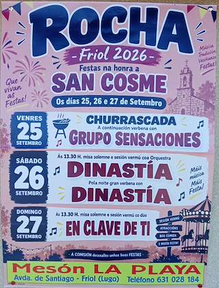 Fechas, información, programa, cartel, imágenes, mapa y ubicación de San Cosme de Rocha (2026) en Friol