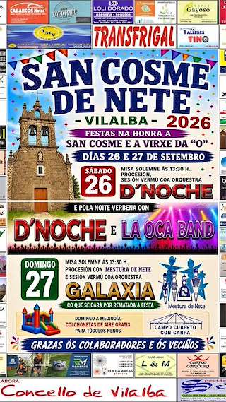 Fechas, información, programa, cartel, imágenes, mapa y ubicación de San Cosme e a Virxe da O de Nete (2026) en Vilalba