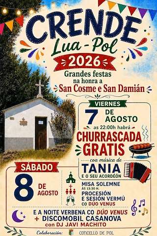 Fechas, información, programa, cartel, imágenes, mapa y ubicación de San Cosme e San Damián de Crende (2026)  en  Pol