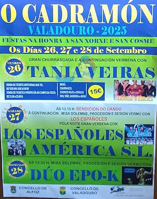 Fechas, información, programa, cartel, imágenes, mapa y ubicación de San Cosme e San Xurxo de Cadramón (2025)  en  O Valadouro