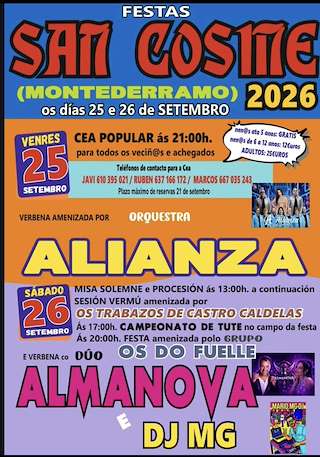 Fechas, información, programa, cartel, imágenes, mapa y ubicación de San Cosme  (2026) en Montederramo