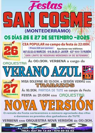 Fechas, información, programa, cartel, imágenes, mapa y ubicación de San Cosme  (2025)  en  Montederramo