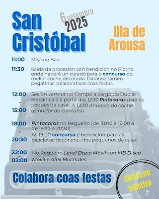 Fechas, información, programa, cartel, imágenes, mapa y ubicación de San Cristobal   en  Illa de Arousa