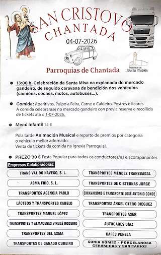 Fechas, información, programa, cartel, imágenes, mapa y ubicación de San Cristovo (2026)  en  Chantada
