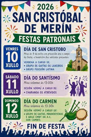 Fechas, información, programa, cartel, imágenes, mapa y ubicación de San Cristovo de Merín (2026)  en  Vedra