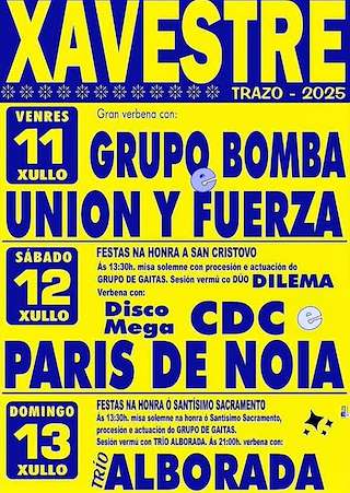 Fechas, información, programa, cartel, imágenes, mapa y ubicación de San Cristovo e Santísimo Sacramento de Xavestre  en  Trazo