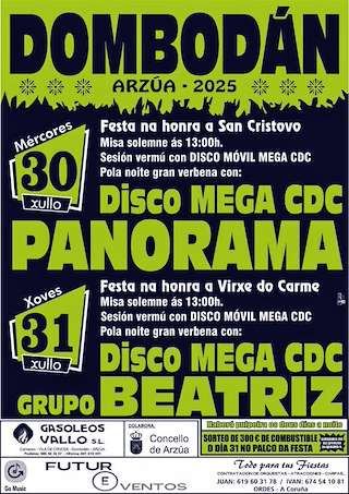 Fechas, información, programa, cartel, imágenes, mapa y ubicación de San Cristovo e Virxe do Carme de Dombodán  en  Arzúa