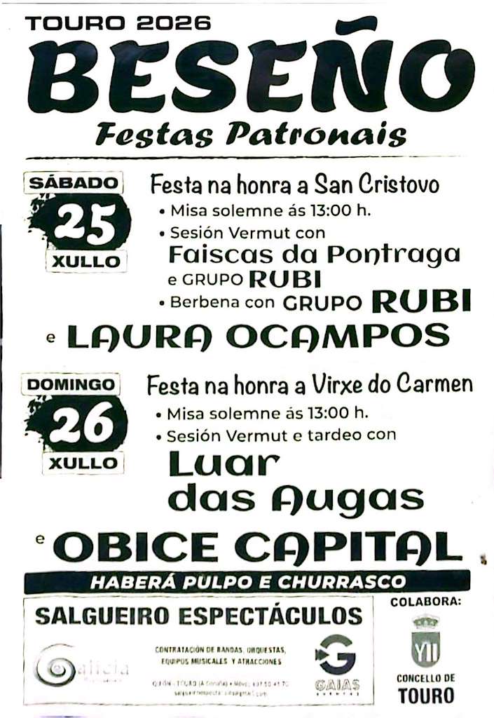 San Cristovo e Virxe do Carmen de Beseño (2026) en Touro
