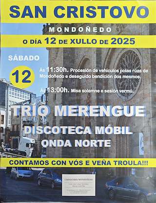 Fechas, información, programa, cartel, imágenes, mapa y ubicación de San Cristovo  en  Mondoñedo