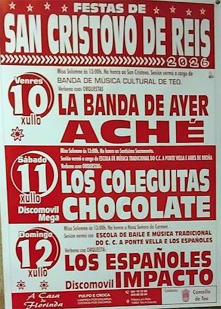 Fechas, información, programa, cartel, imágenes, mapa y ubicación de San Cristovo, o Santísimo e Nosa Señora do Carme de Reis (2026)  en  Teo