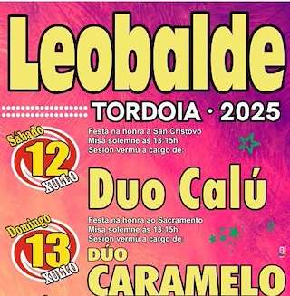 Fechas, información, programa, cartel, imágenes, mapa y ubicación de San Cristovo y Santísimo Sacramento de Leobalde   en  Tordoia