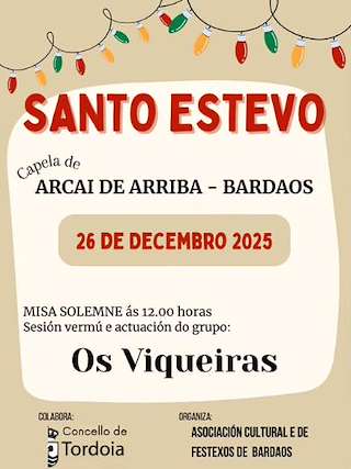 Fechas, información, programa, cartel, imágenes, mapa y ubicación de San Esteban de Bardaos (2025) en Tordoia