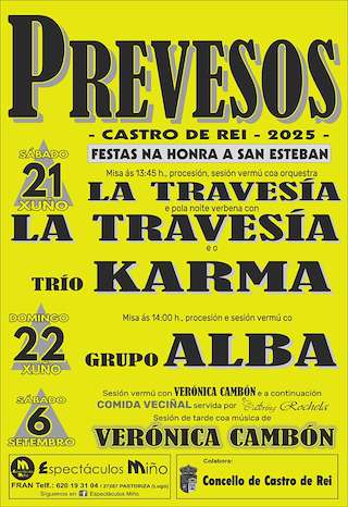 Fechas, información, programa, cartel, imágenes, mapa y ubicación de San Esteban de Prevesos  en  Castro de Rei