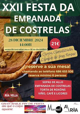 Fechas, información, programa, cartel, imágenes, mapa y ubicación de San Esteban - XXII Festa da Empanada de Costrelas  en  A Rúa