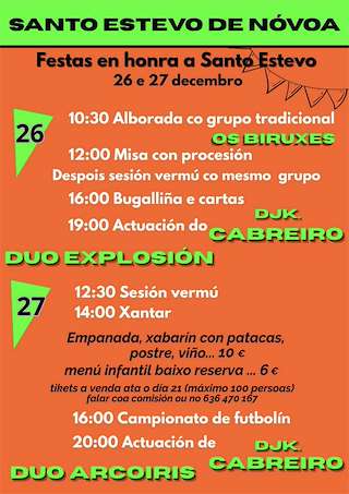 Fechas, información, programa, cartel, imágenes, mapa y ubicación de San Estevo de Novoa (2025) en Carballeda de Avia