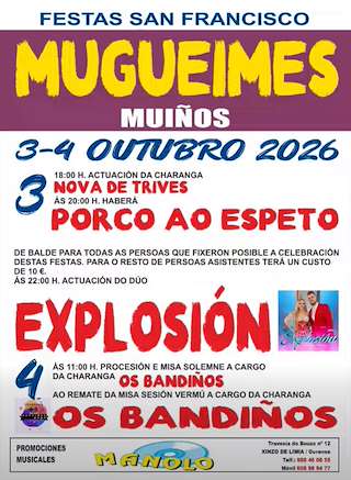 Fechas, información, programa, cartel, imágenes, mapa y ubicación de San Francisco de Mugueimes  (2026)  en  Muíños