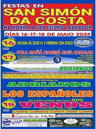Fechas, información, programa, cartel, imágenes, mapa y ubicación de San Isidro de San Simón da Costa  en  Vilalba