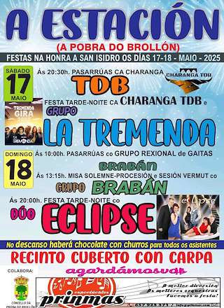 Fechas, información, programa, cartel, imágenes, mapa y ubicación de San Isidro Labrador de A Estación  en  A Pobra do Brollón