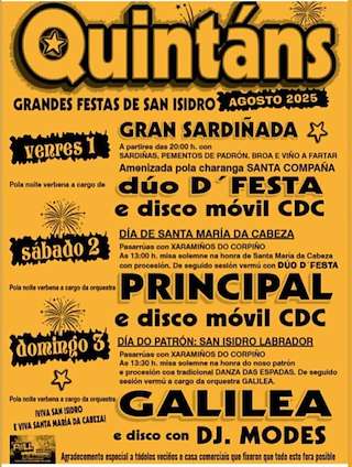 Fechas, información, programa, cartel, imágenes, mapa y ubicación de San Isidro Labrador de Quintáns  en  Muxía