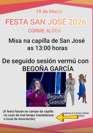 Fechas, información, programa, cartel, imágenes, mapa y ubicación de San José de Corme Aldea (2026)  en  Ponteceso