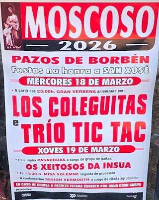 Fechas, información, programa, cartel, imágenes, mapa y ubicación de San José de Moscoso (2026)  en  Pazos de Borbén