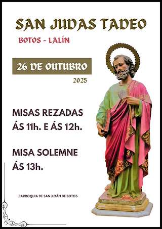 Fechas, información, programa, cartel, imágenes, mapa y ubicación de San Judas Tadeo de Botos (2025)  en  Lalín