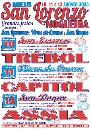 Fechas, información, programa, cartel, imágenes, mapa y ubicación de San Lorenzo, Virxe do Carme e San Roque de San Lorenzo de Nogueira  en  Meis