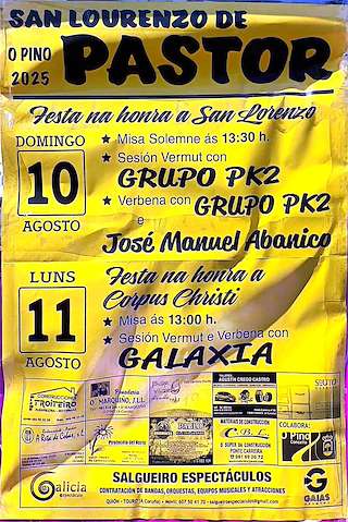 Fechas, información, programa, cartel, imágenes, mapa y ubicación de San Lourenzo de Pastor  en  O Pino