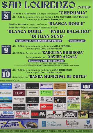 Fechas, información, programa, cartel, imágenes, mapa y ubicación de San Lourenzo, San Roque, San Antón e Nosa Señora (2026)  en  Outes