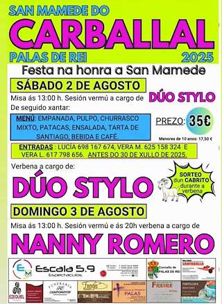 Fechas, información, programa, cartel, imágenes, mapa y ubicación de San Mamede de Carballal  en  Palas de Rei
