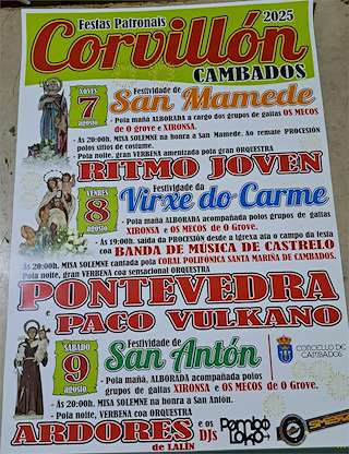 Fechas, información, programa, cartel, imágenes, mapa y ubicación de San Mamede de Corvillón  en  Cambados
