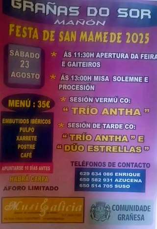 Fechas, información, programa, cartel, imágenes, mapa y ubicación de San Mamede de Grañas de Sor  en  Mañón