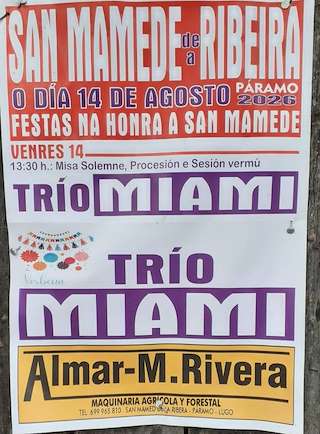 Fechas, información, programa, cartel, imágenes, mapa y ubicación de San Mamede de Ribeira  en  O Páramo