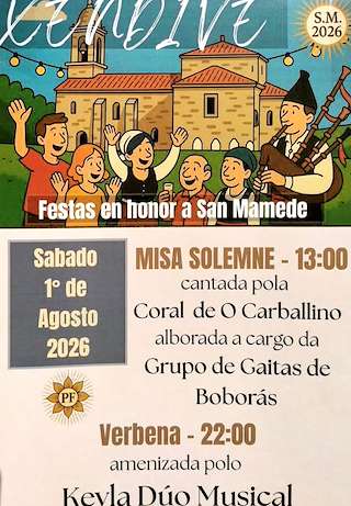 Fechas, información, programa, cartel, imágenes, mapa y ubicación de San Mamede de Xendive (2026)  en  Boborás
