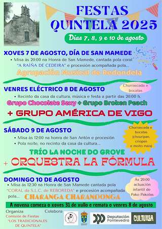 Fechas, información, programa, cartel, imágenes, mapa y ubicación de San Mamede e San Antón de Quintela  en  Redondela