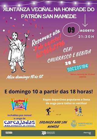 Fechas, información, programa, cartel, imágenes, mapa y ubicación de San Mamede  en  Ponteareas