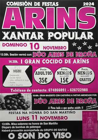 Fechas, información, programa, cartel, imágenes, mapa y ubicación de San Martiño de Aríns (2025)  en  Santiago de Compostela
