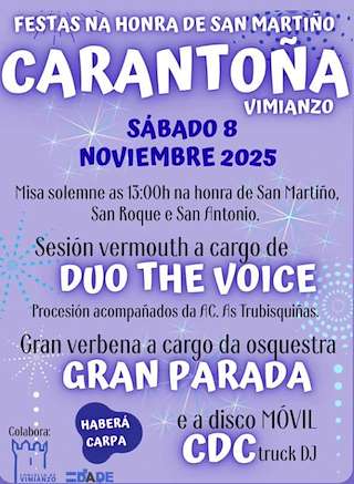 Fechas, información, programa, cartel, imágenes, mapa y ubicación de San Martiño de Carantoña (2025) en Vimianzo