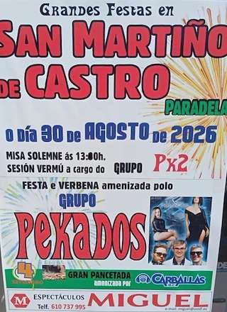 Fechas, información, programa, cartel, imágenes, mapa y ubicación de San Martiño de Castro (2026)  en  Paradela