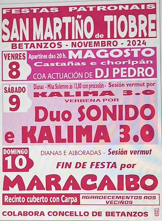 Fechas, información, programa, cartel, imágenes, mapa y ubicación de San Martiño de Tiobre  en  Betanzos