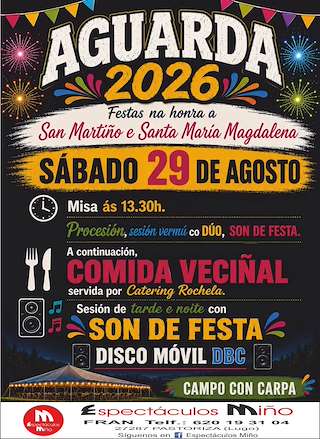 Fechas, información, programa, cartel, imágenes, mapa y ubicación de San Martiño e Santa Maria Magdalena de Aguarda (2026)  en  Pastoriza