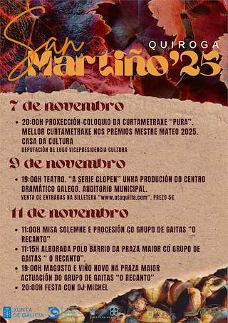 Fechas, información, programa, cartel, imágenes, mapa y ubicación de San Martiño (2025) en Quiroga