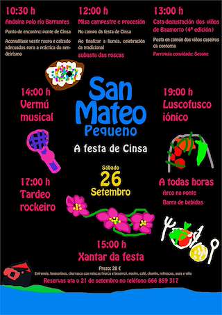 Fechas, información, programa, cartel, imágenes, mapa y ubicación de San Mateo Pequeno de Cinsa (2026) en Monforte de Lemos