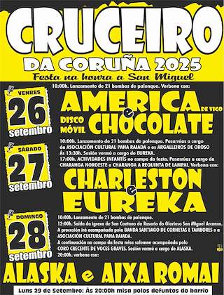 Fechas, información, programa, cartel, imágenes, mapa y ubicación de San Miguel Arcángel de Cruceiro da Coruña (2025)  en  Santiago de Compostela